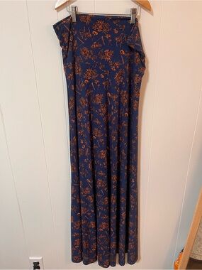 Navy Blue/Rust Floral LulaRoe Maxi Skirt